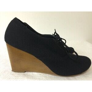 Chelsea Crew women black canvas upper Lace Up wedge heel Size EUR 39-US 8